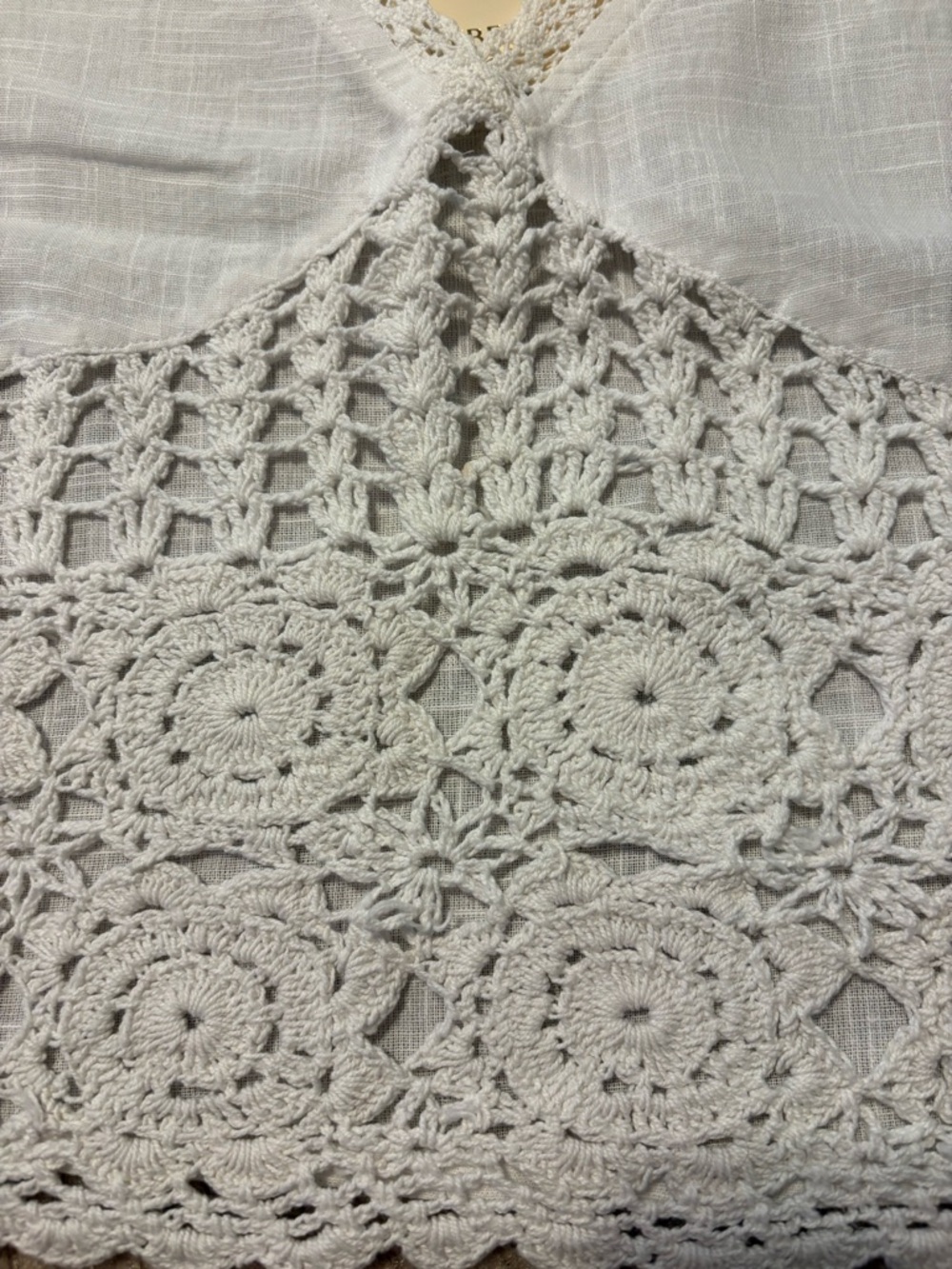 Rebellion Again White Crochet Lace Boho V-Neck Tank Top XS - Picture 6 of 7